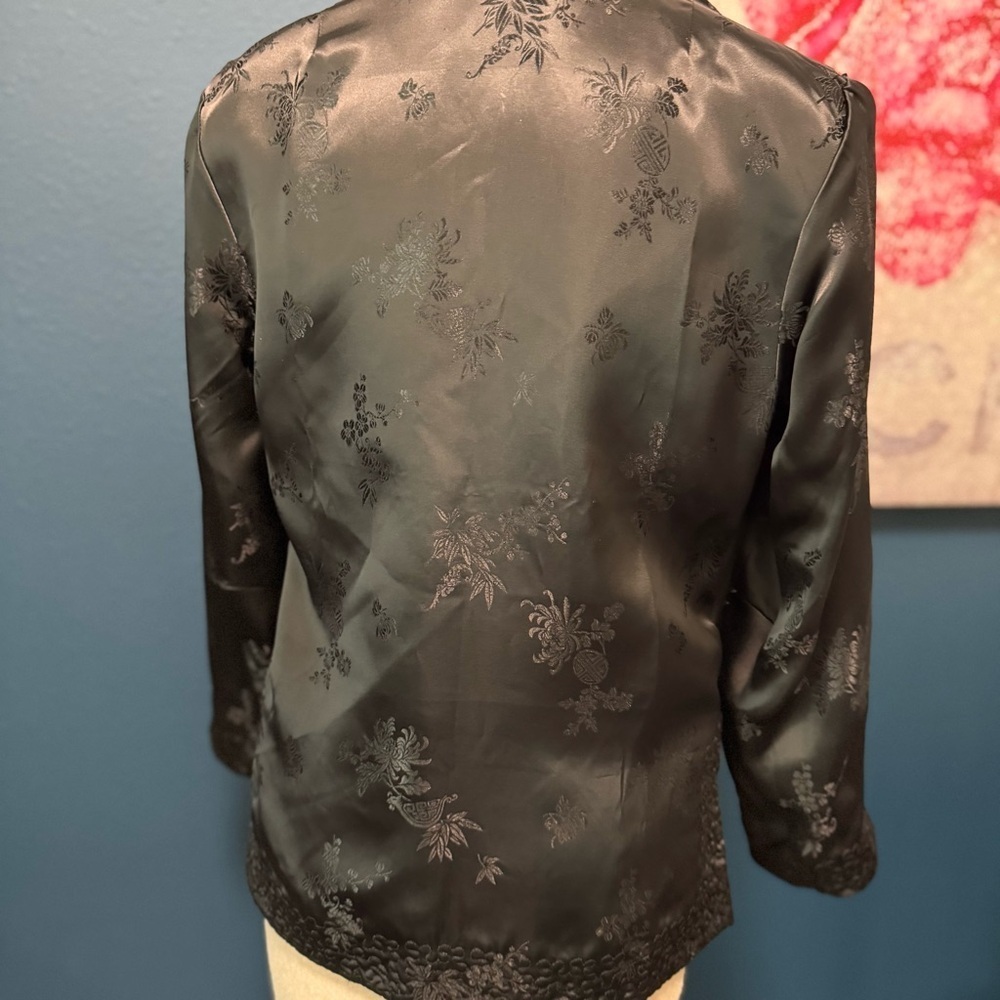 Peony Teal/Black Reversible Floral Women's Jacket M - Picture 6 of 9